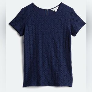 Hans Crochet Front Mixed Material Top